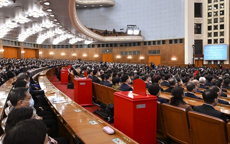 12 марта 2023 г. в Доме народных собраний в Пекине состоялось пятое пленарное заседание 1-й сессии ВСНП XIV созыва. Фото: Синьхуа