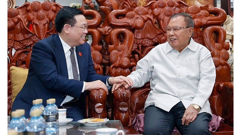 Председатель НС Выонг Динь Хюэ и бывший Генеральный секретарь ЦК НРПЛ, бывший Президент Лаоса Буннянг Ворачит. Фото: ВИА