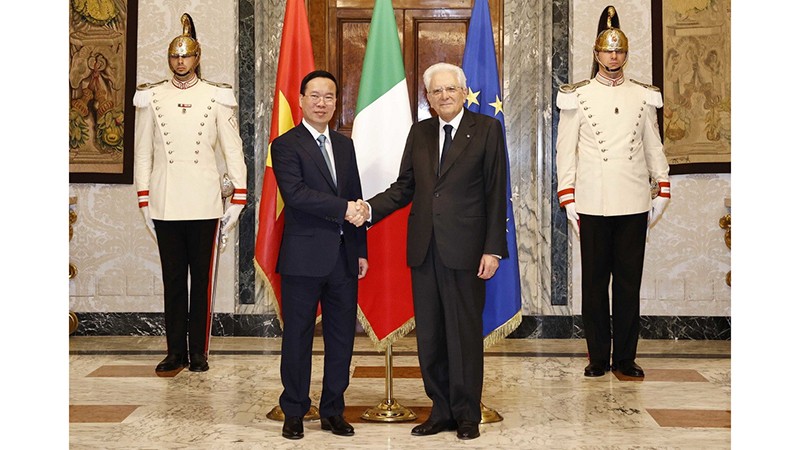 Президент Вьетнама Во Ван Тхыонг встречается с Президентом Италии Серджо Маттареллой в рамках его визита в Италию. Фото: ВИА