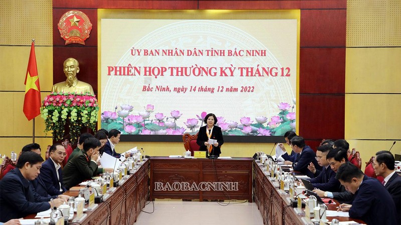 Председатель Народного комитета провинции Бакнинь Нгуен Хыонг Жанг выступает на заседании. Фото: baobacninh.com.vn
