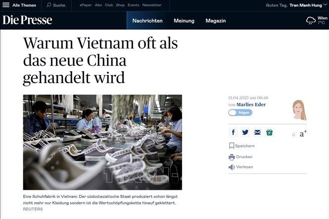 Газета Die Presse опубликовала статью, в которой оценивается привлекательность инвестиционной среды во Вьетнаме. Фото: ВИА
