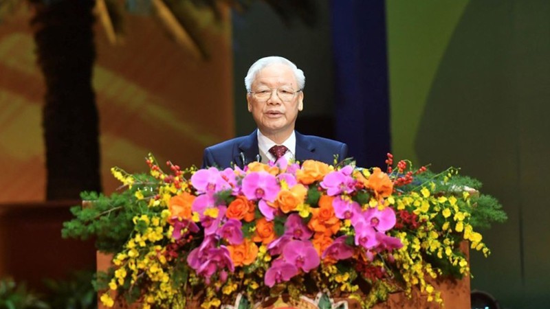Генеральный секретарь ЦК КПВ Нгуен Фу Чонг выступает на конференции. Фото: Данг Кхоа