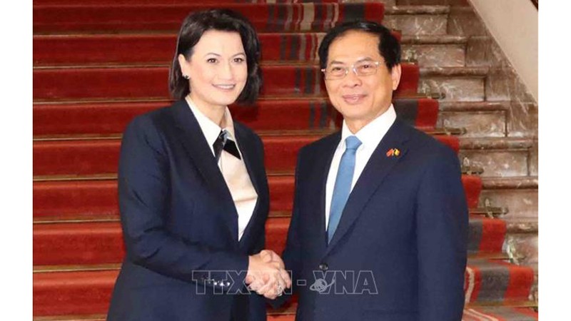 Министр иностранных дел Буй Тхань Шон и Председатель Сената Бельгии Стефани Д'Оз. Фото: ВИА