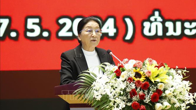 Вице-президент Лаоса Пани Ятхоту выступает на мероприятии. Фото: ВИА