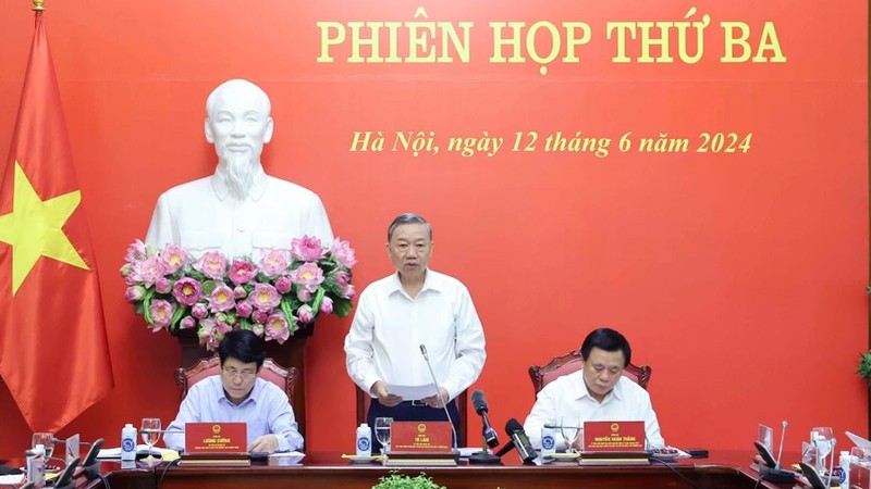 Президент Вьетнама То Лам выступает на заседании. Фото: ВИА