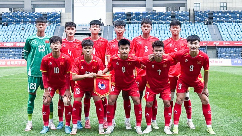 Стартовый состав сборной U16 Вьетнама в матче против сборной U16 Австралии. Фото: Федерация футбола Вьетнама
