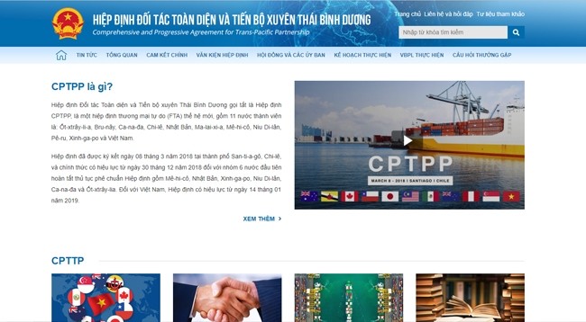 Веб-сайт расположен по адресу: cptpp.moit.gov.vn/.