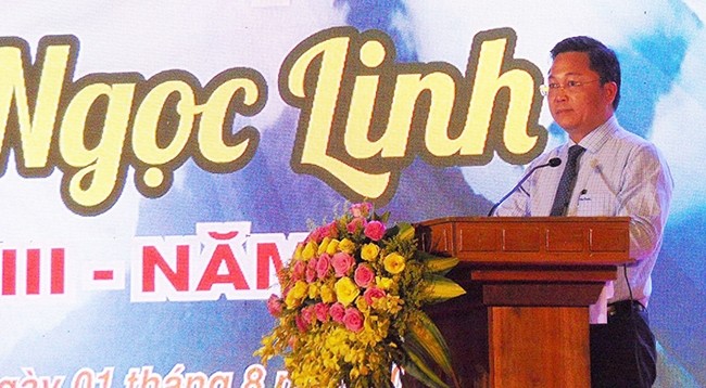 Заместитель председателя Народного комитета провинции Куангнам Ле Чи Тхань выступает с речью. Фото: Куок Вьет