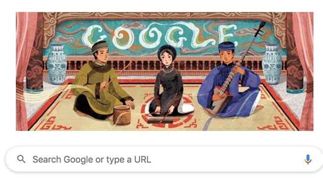 Изображение пения «качу» на главной странице Google.
