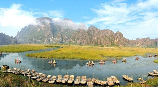 Природный заповедник водно-болотных угодий Ванлонг расположен в провинции Ниньбинь. Фото: dantri.com.vn