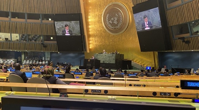 Посол Данг Динь Кюи, Глава Постоянной миссии Вьетнама при ООН, выступает перед Генеральной Ассамблеей ООН. Фото: VOV