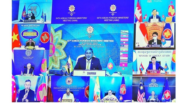 Церемония открытия 54-го совещания Министров иностранных дел стран АСЕАН в формате видеоконференции. Фото: baoquocte.vn
