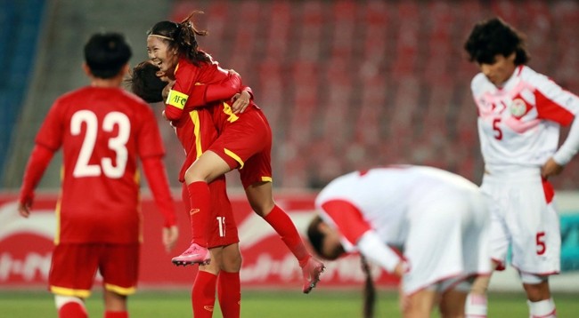 Вьетнамские футболистки лидируют в группе B и обеспечили себе выход в финальную часть Кубка Азии-2022. Фото: Федерация футбола Вьетнама