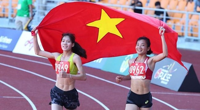 Вьетнамские спортсменки Нгуен Тхи Оань и Фам Тхи Хюэ на SEA Games 30. Фото: vietnamplus.vn