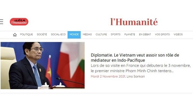 Газета «L'Humanité» опубликовала статью об официальном визите Премьер-министра Фам Минь Тьиня во Францию. 