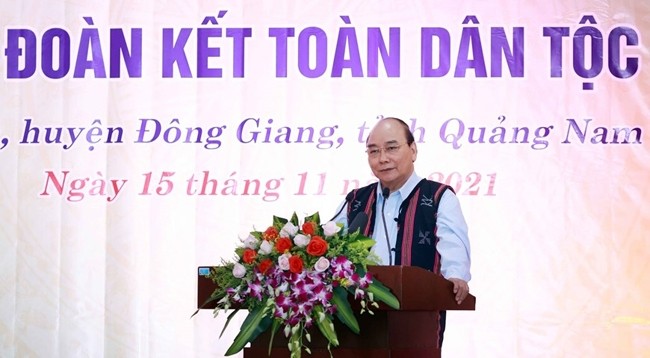 Президент Вьетнама Нгуен Суан Фук выступает на мероприятии. Фото: baodantoc.vn