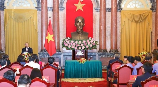 Президент Нгуен Суан Фук выступает на церемонии. Фото: vpctn.gov.vn