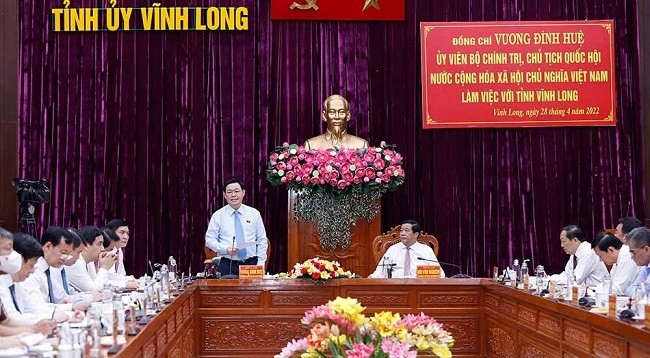 Председатель НС Вьетнама Выонг Динь Хюэ выступает на встрече. Фото: VNA