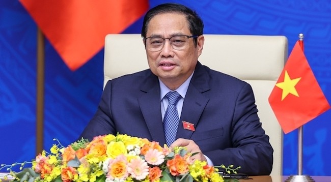 Премьер-министр Вьетнама выступает на церемонии. Фото: VGP