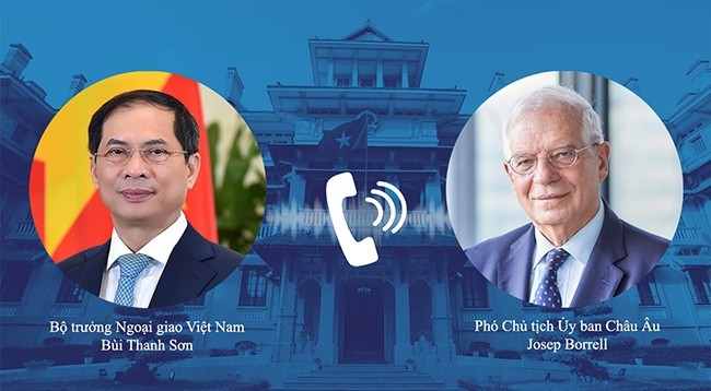 Министр иностранных дел Буй Тхань Шон и Зампредседателя ЕК, Верховный представитель ЕС по иностранным делам и политике безопасности Жозеп Борелль.