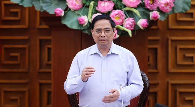 Премьер-министр Вьетнама Фам Минь Тьинь выступает с речью. Фото: VGP