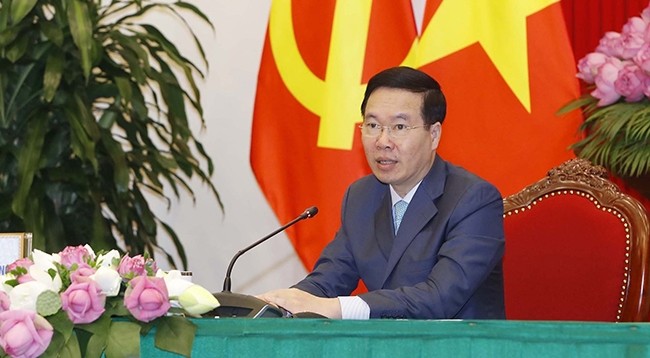 Постоянный член Секретариата ЦК КПВ Во Ван Тхыонг выступает с речью. Фото: VNA