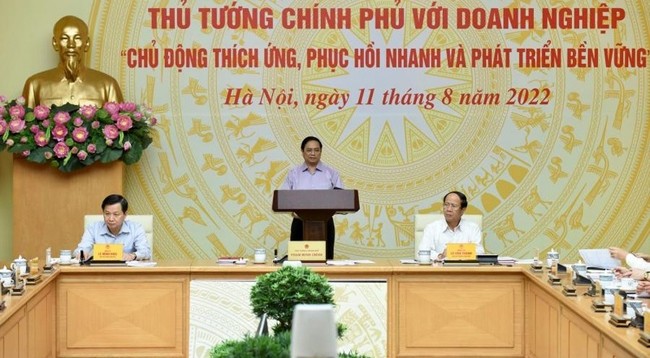 Премьер-министр Фам Минь Тьинь выступает на конференции. Фото: Чан Хай
