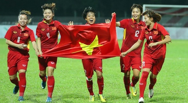Футболистки сборной Вьетнама по футболу на SEA Games-29. Фото: VNA
